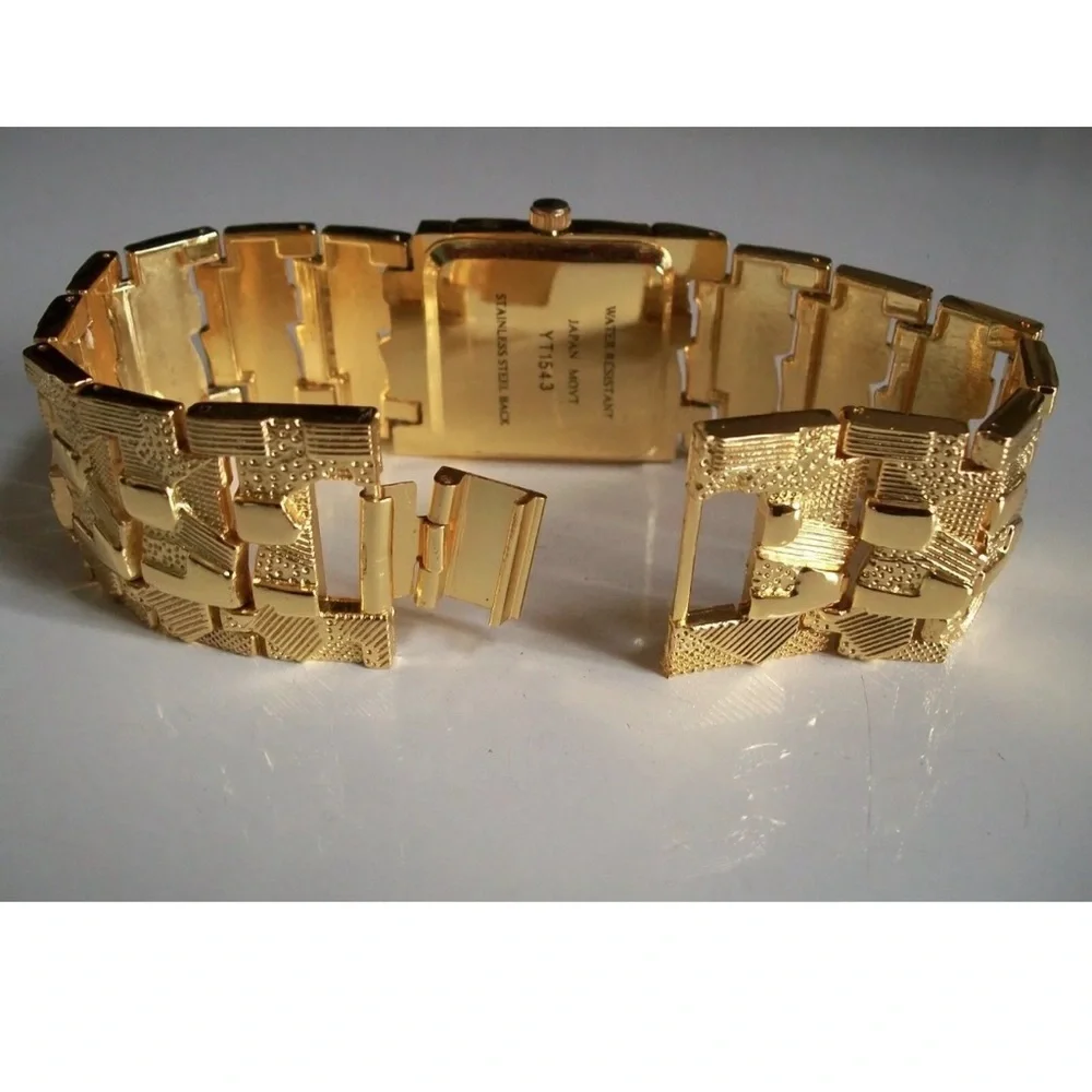 Men's Gold Finish Nugget Style VIRGIN MARY GUADALUPE & JESUS Fashion Watch